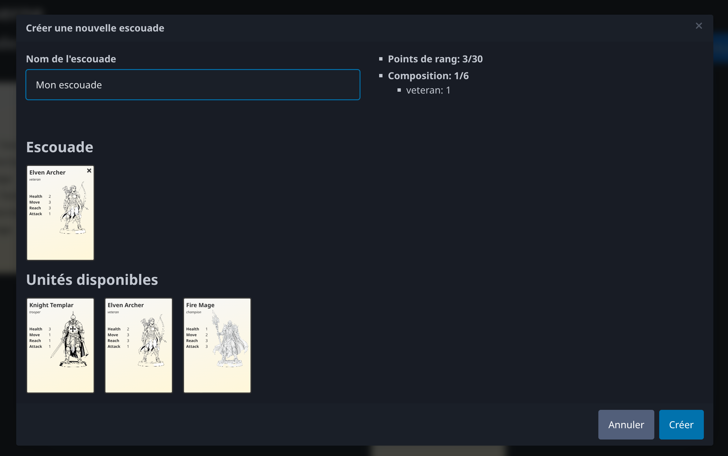 Éditeur d&rsquo;escouade